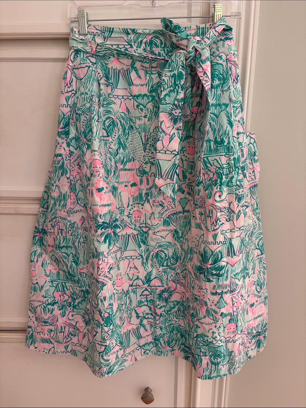 Lilly Pulitzer Pink & Teal Tropical Tie-Waist Swim Coverup Skirt